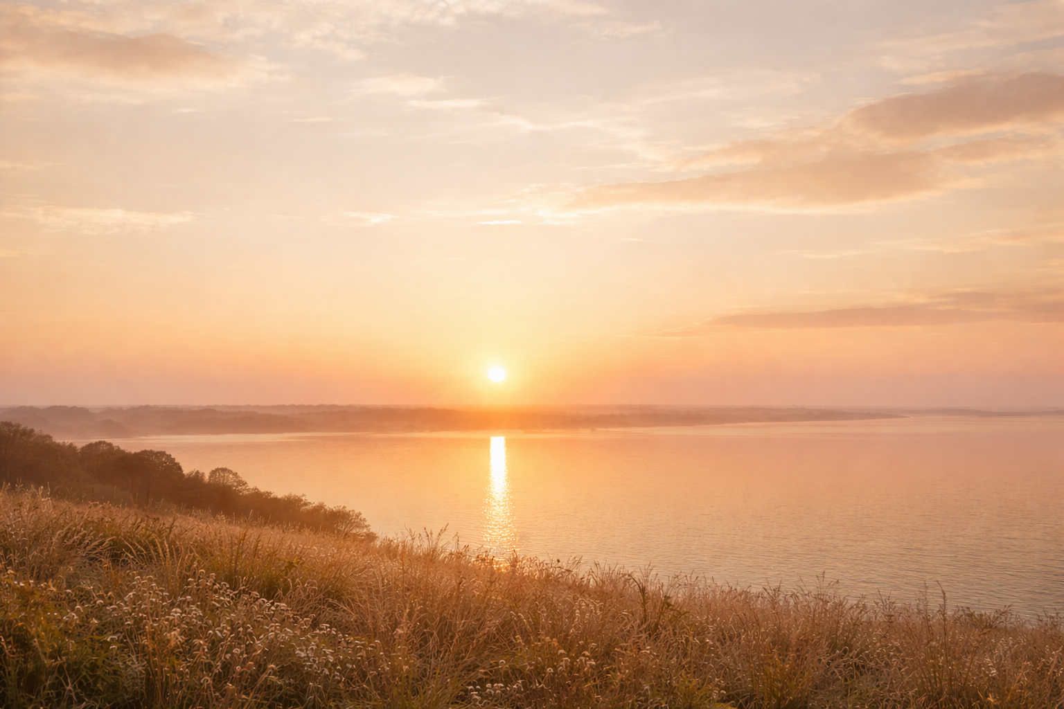 Sunrise over a peaceful golden field